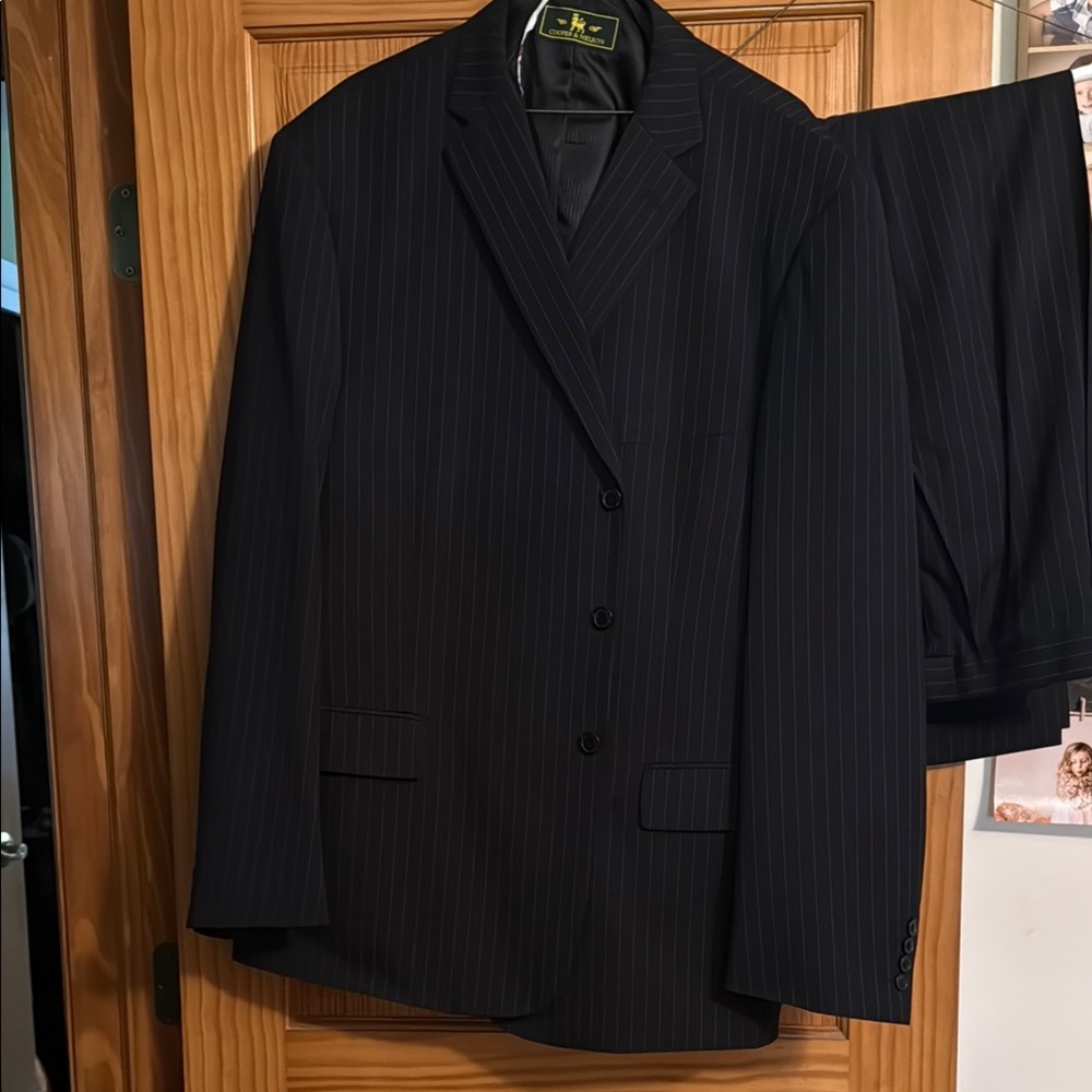 Cooper & Nelson Black Formal Pinstripe Suit Classic Design